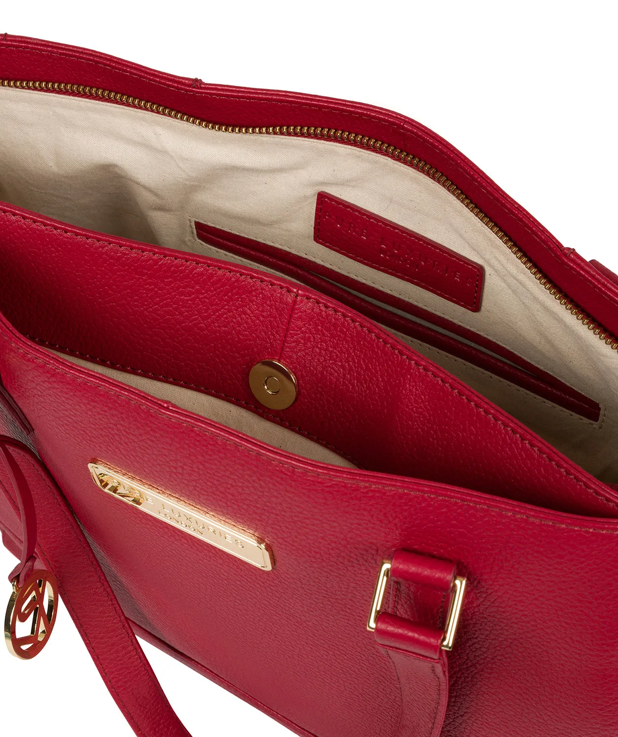 'Sophie' Berry Red Leather Tote Bag