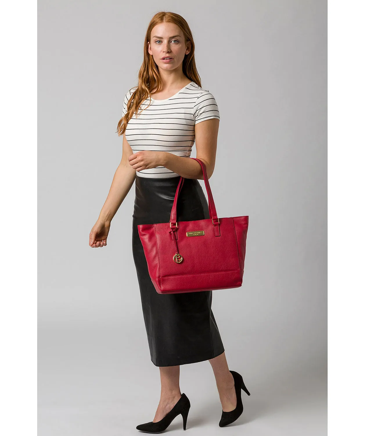 'Sophie' Berry Red Leather Tote Bag