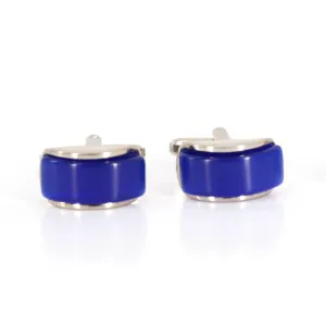 Spherical Wedge in Navy Fiber Optic Cufflinks
