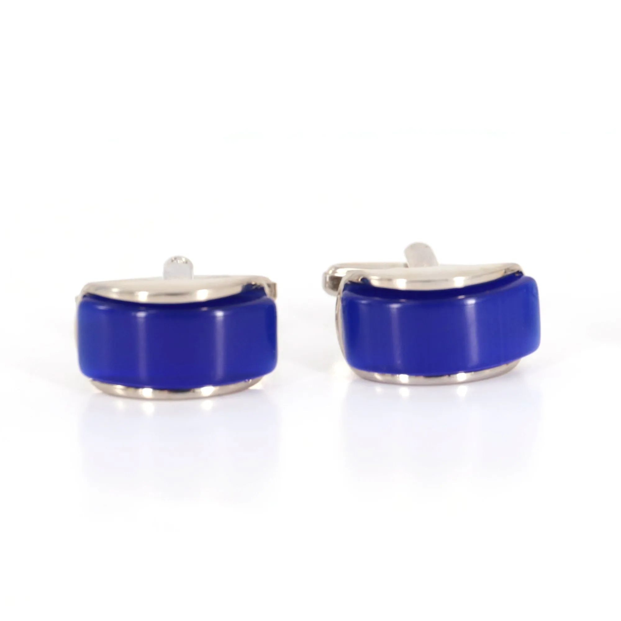Spherical Wedge in Navy Fiber Optic Cufflinks