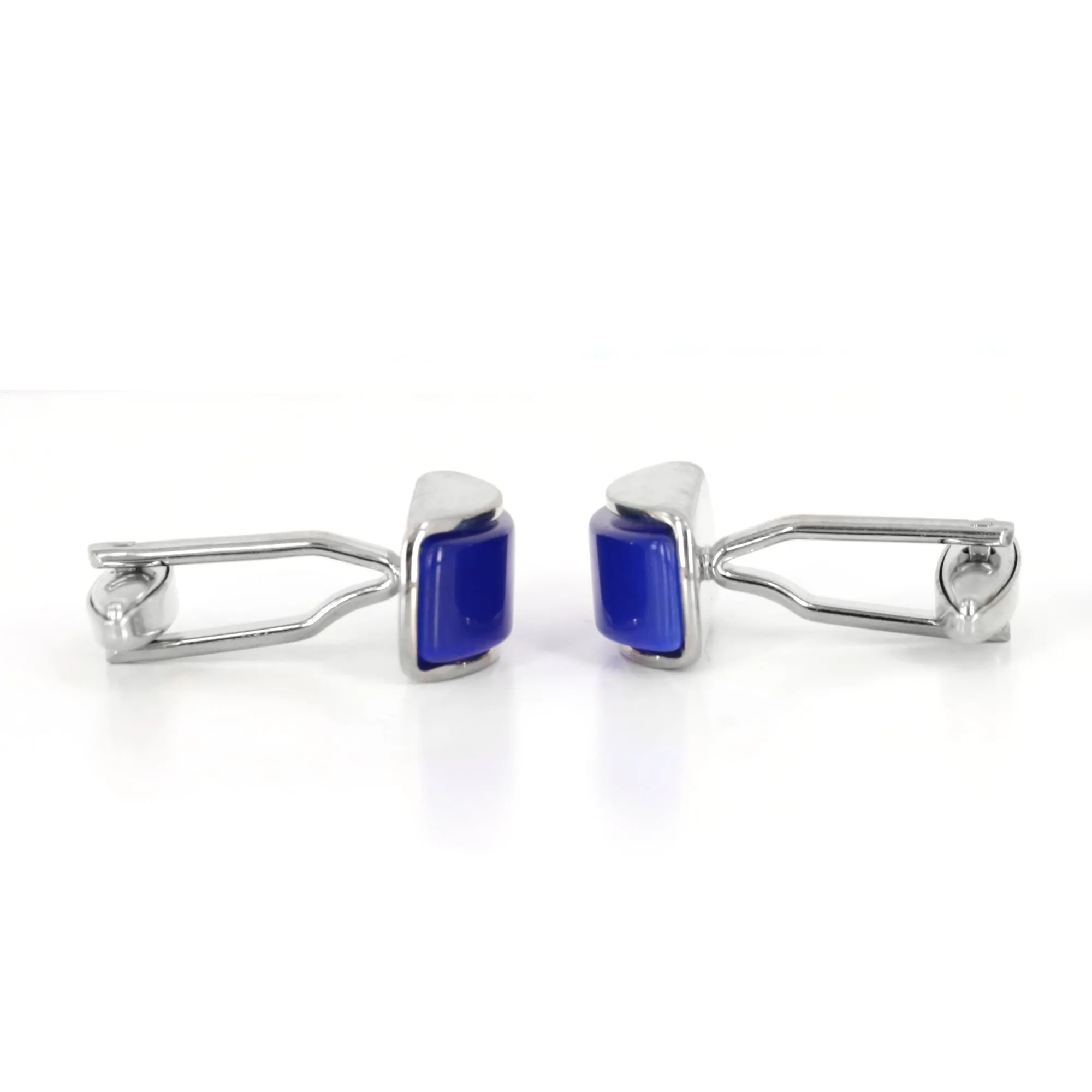 Spherical Wedge in Navy Fiber Optic Cufflinks