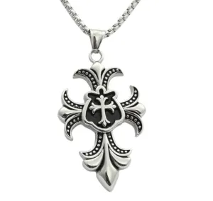Stainless Steel Victorian Cross Pendant Necklace
