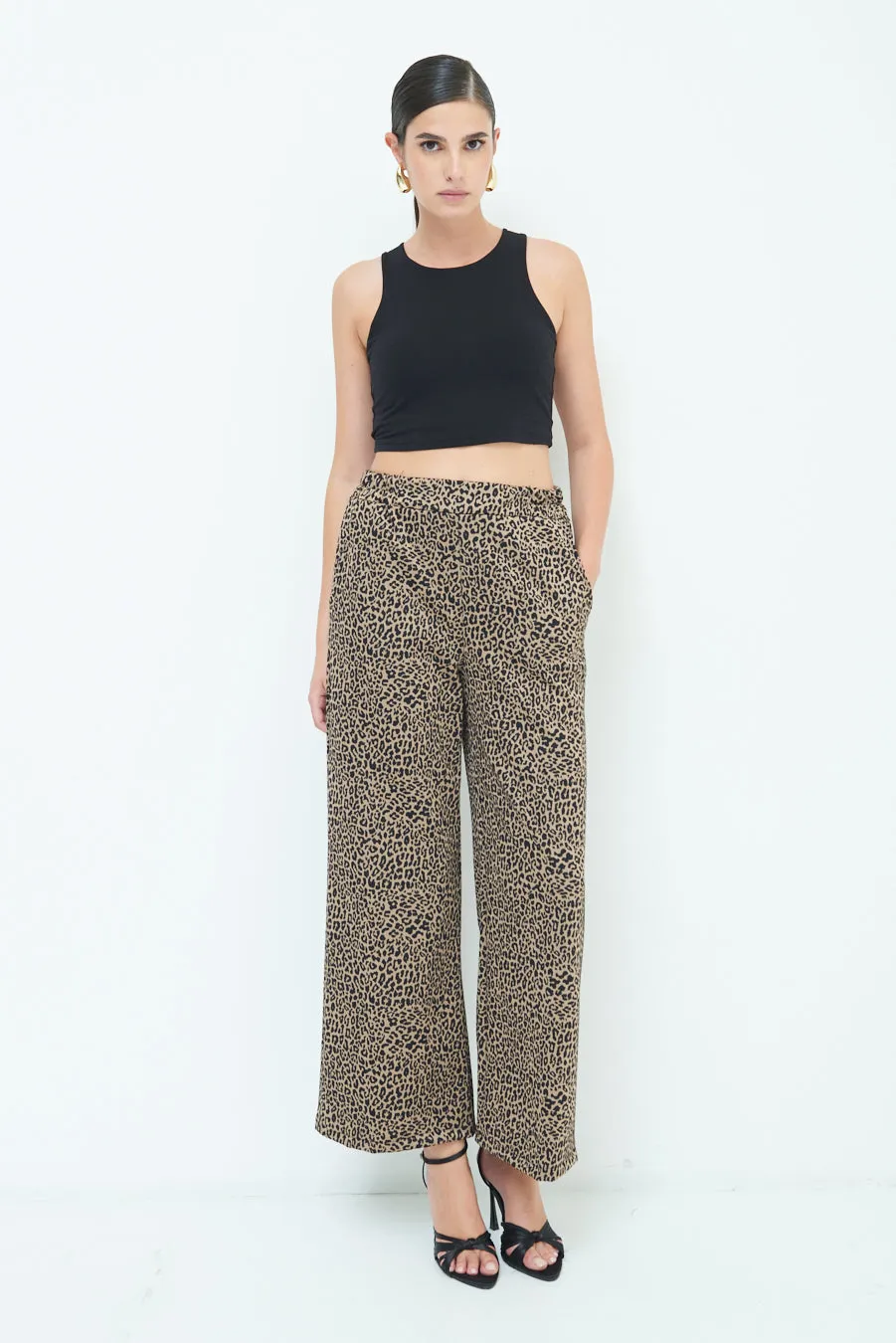 Stylish high-waisted printed trousers wholesale
