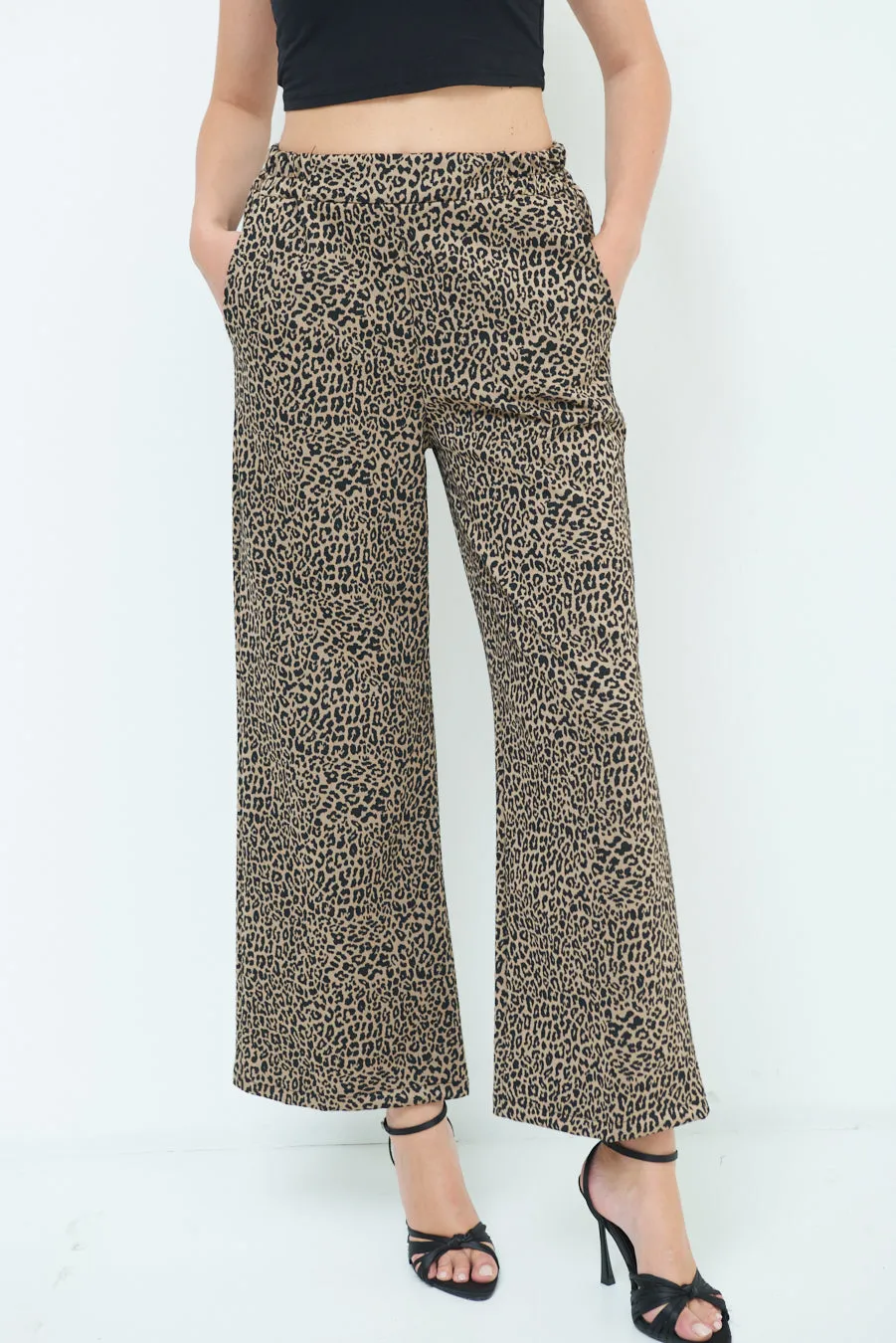 Stylish high-waisted printed trousers wholesale