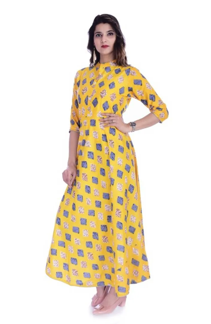 Stylish Rayon Printed Anarkali Kurta