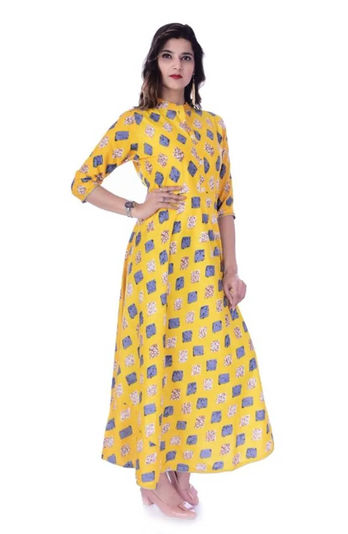 Stylish Rayon Printed Anarkali Kurta