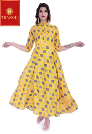 Stylish Rayon Printed Anarkali Kurta