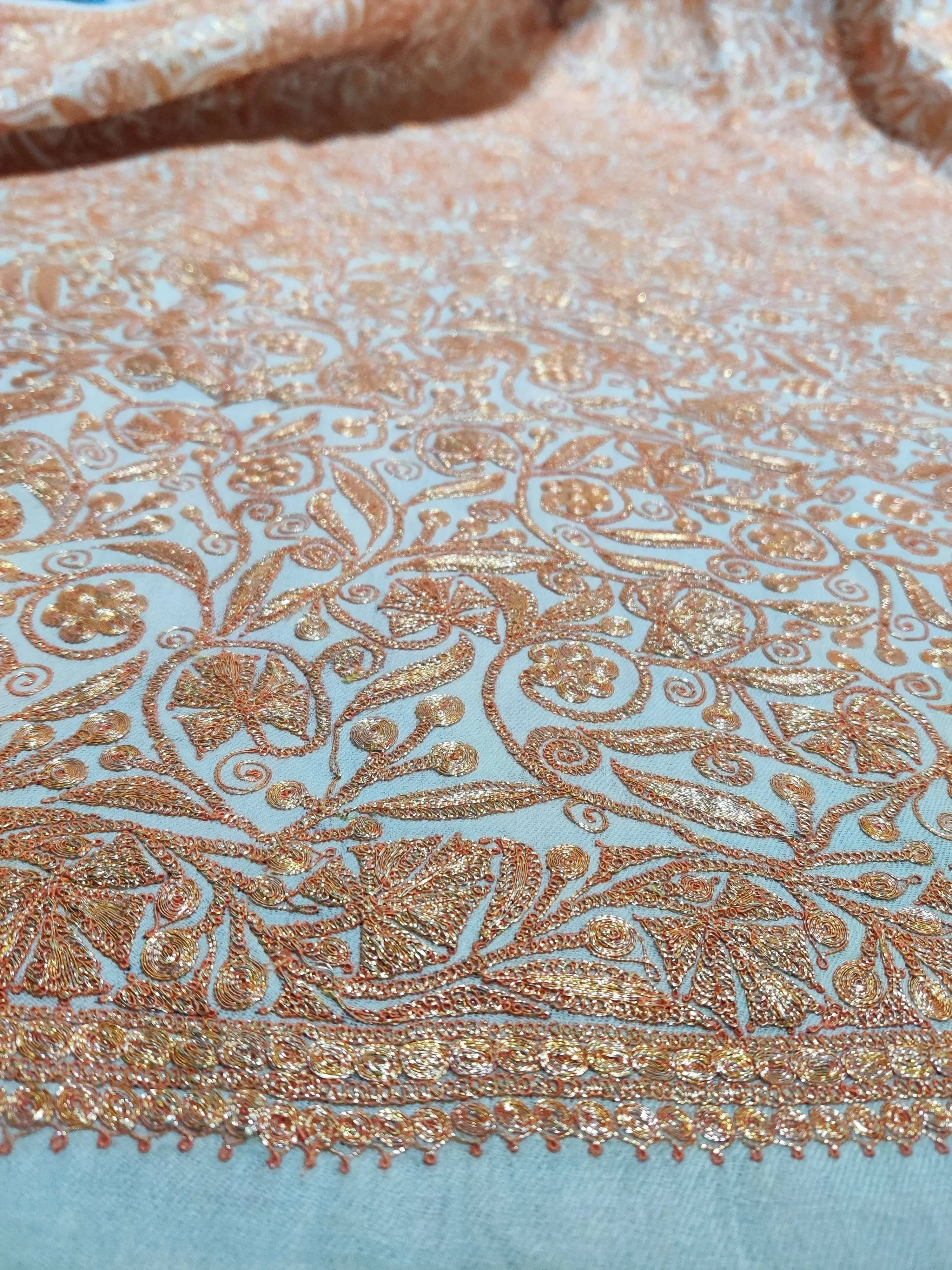 Tilla Embroidered Elegance: Floral Kashmiri Shawl