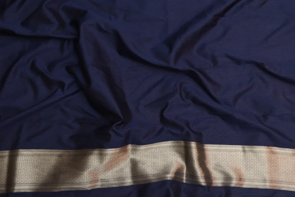 Timeless Beauty: Elegant Blue Banarasi Silk Saree