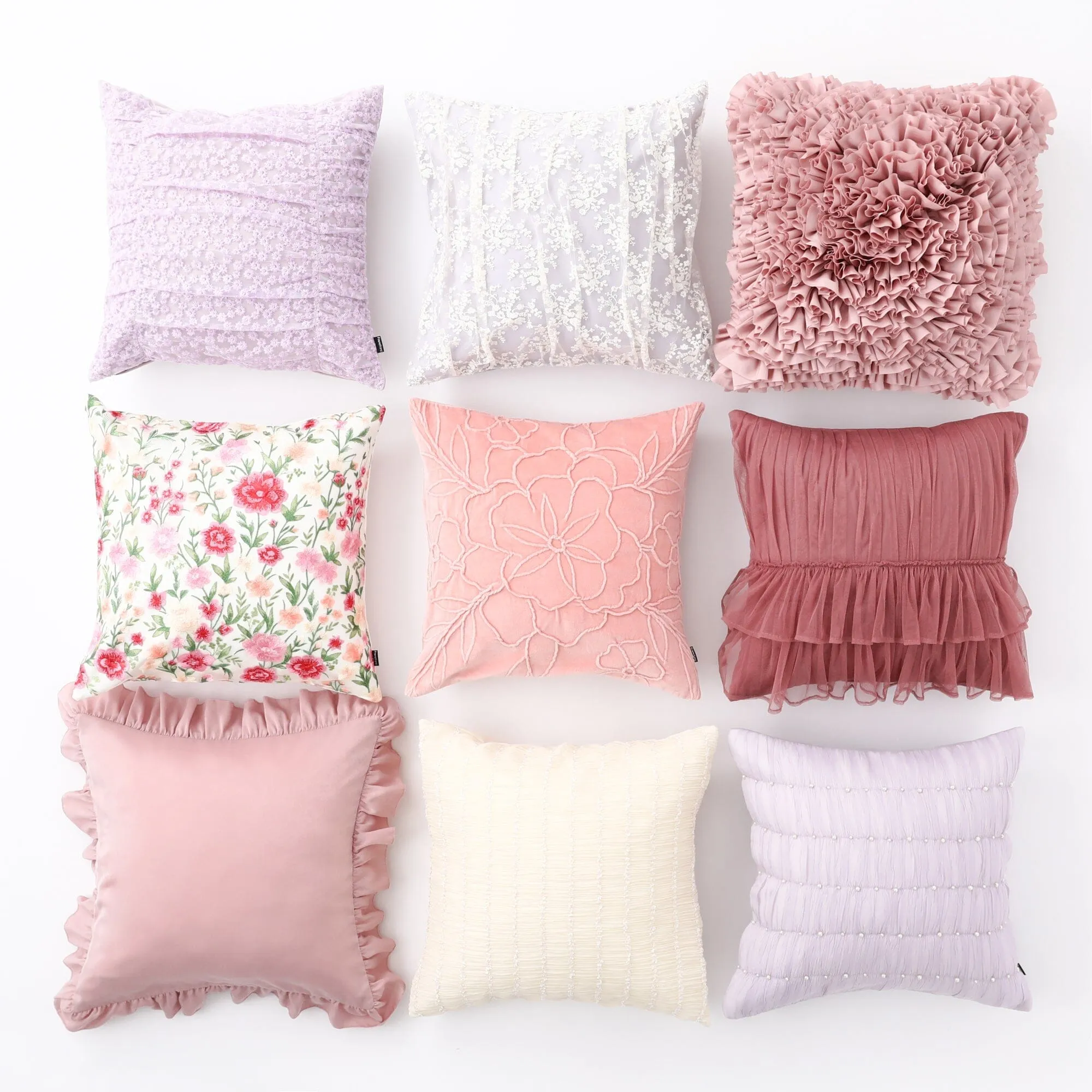 Tulle Flower Cushion Cover 450 X 450 Light Purple