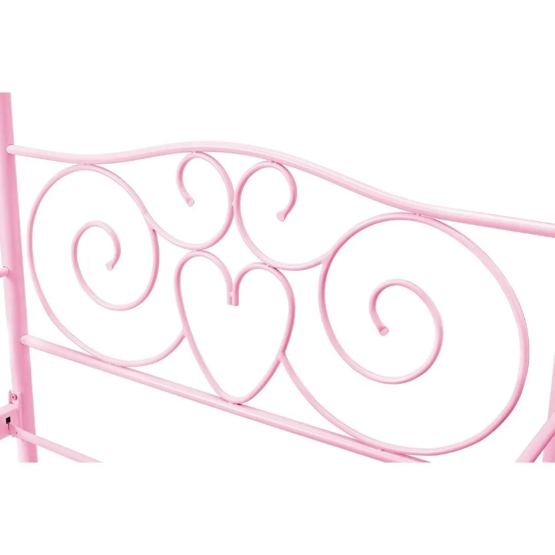 Twin size Sturdy Metal Canopy Bed in Pink