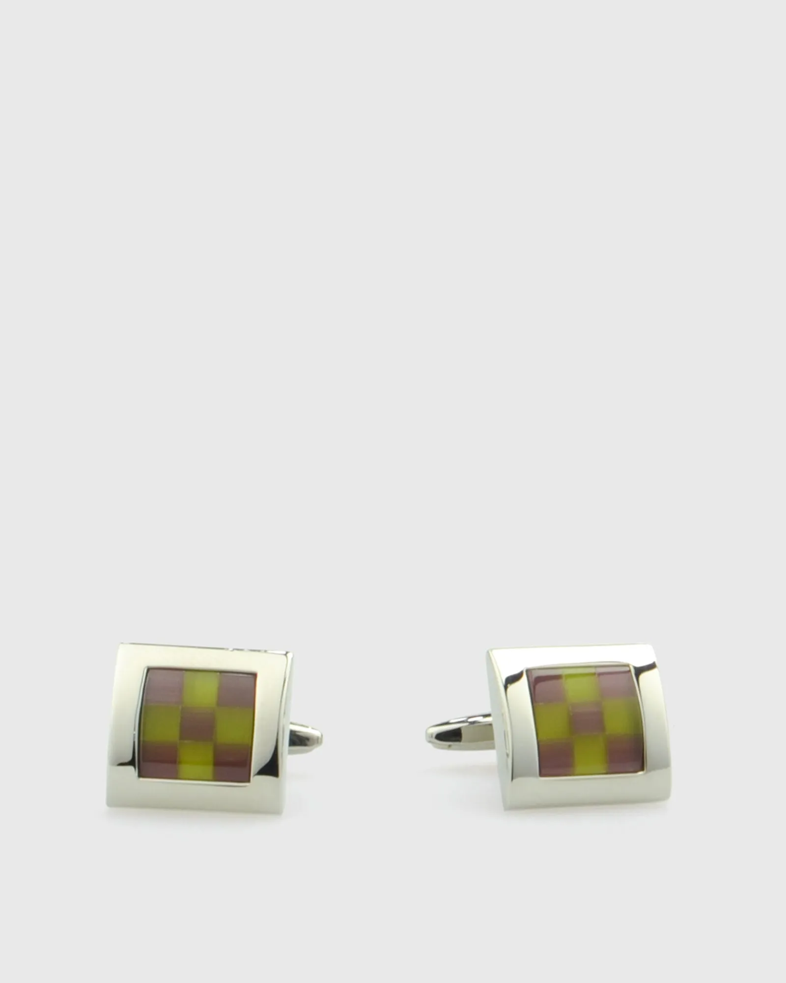 VINCENT & FRANKS VF22591GR CHECK CAT EYE CUFFLINKS