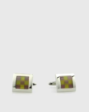 VINCENT & FRANKS VF22591GR CHECK CAT EYE CUFFLINKS