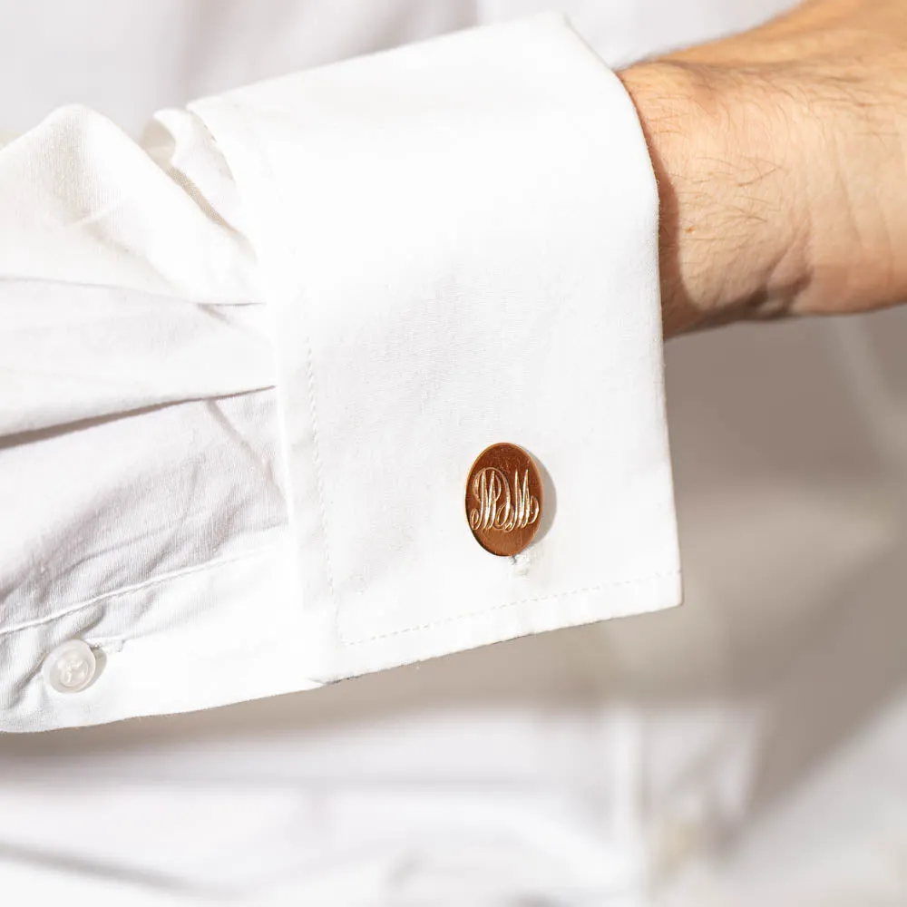 Vintage 9ct Rose Gold Engraved Cufflinks