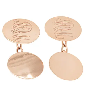 Vintage 9ct Rose Gold Engraved Cufflinks