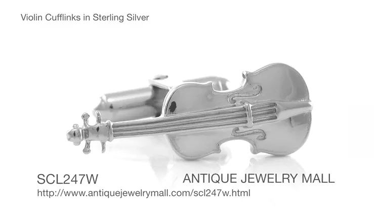 Violin Cufflinks in Sterling Silver
