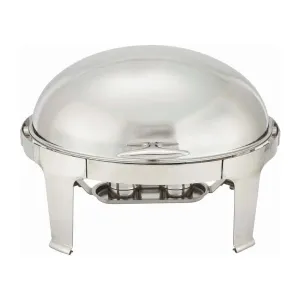 Winco 603 Madison Stainless Steel Oval Roll-top Chafer, 8 Qt