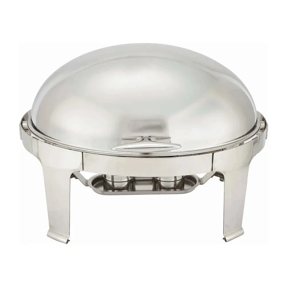 Winco 603 Madison Stainless Steel Oval Roll-top Chafer, 8 Qt