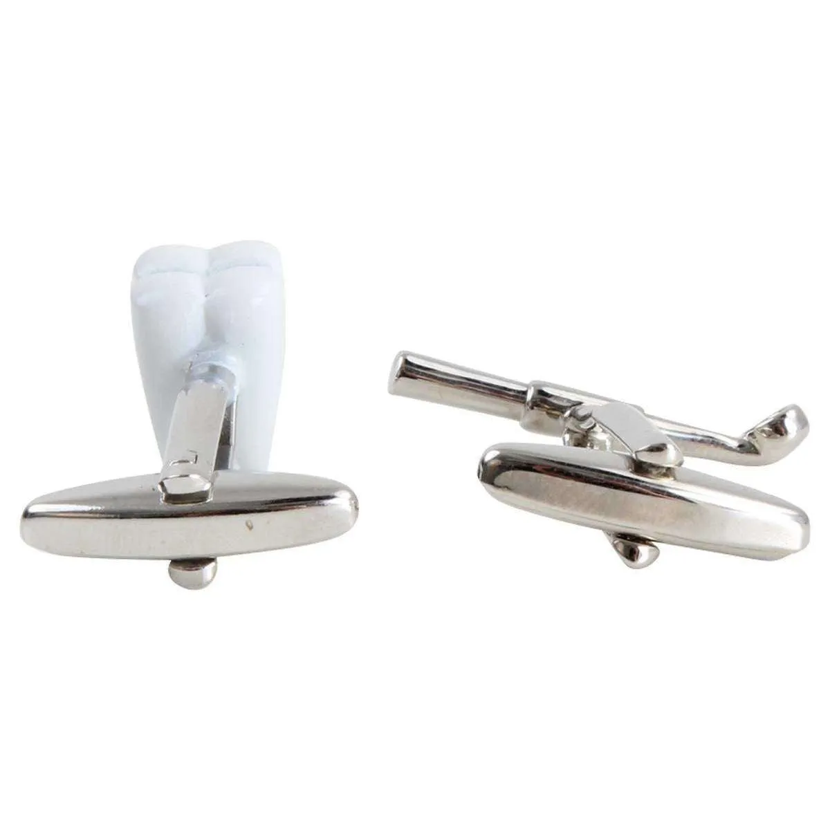 Zennor Dentist Tooth and Mirror Cufflinks - White/Silver